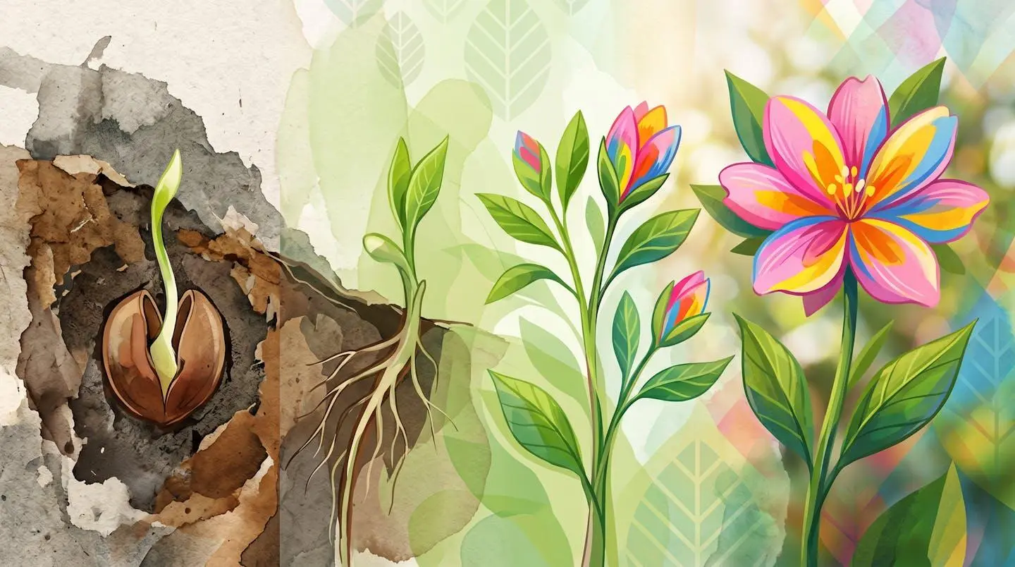 Illustration symbolisant la transformation et la croissance personnelle